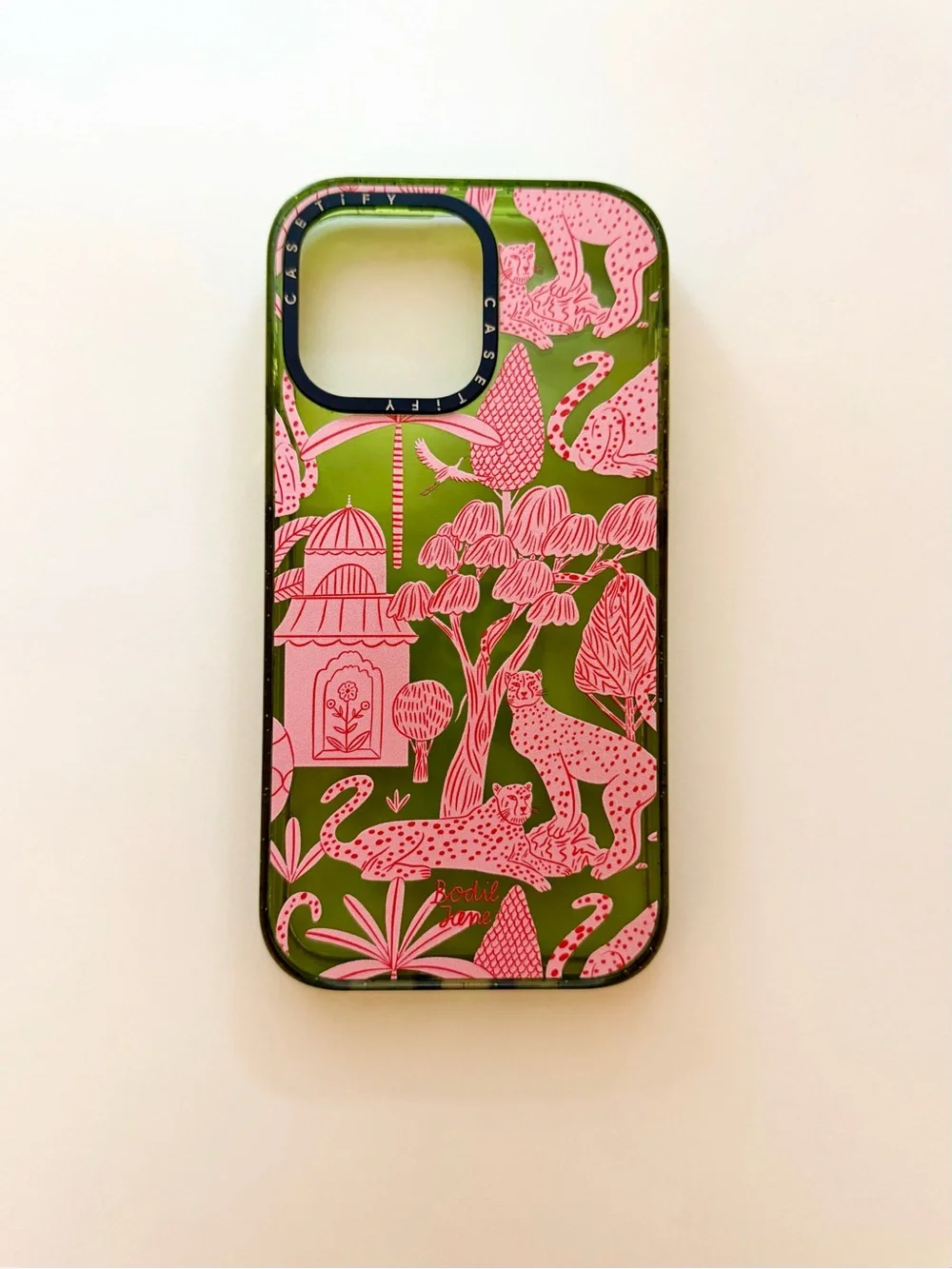 Casetify Green & Pink Cheetah Paradise Print iPhone 14 Pro Max Case